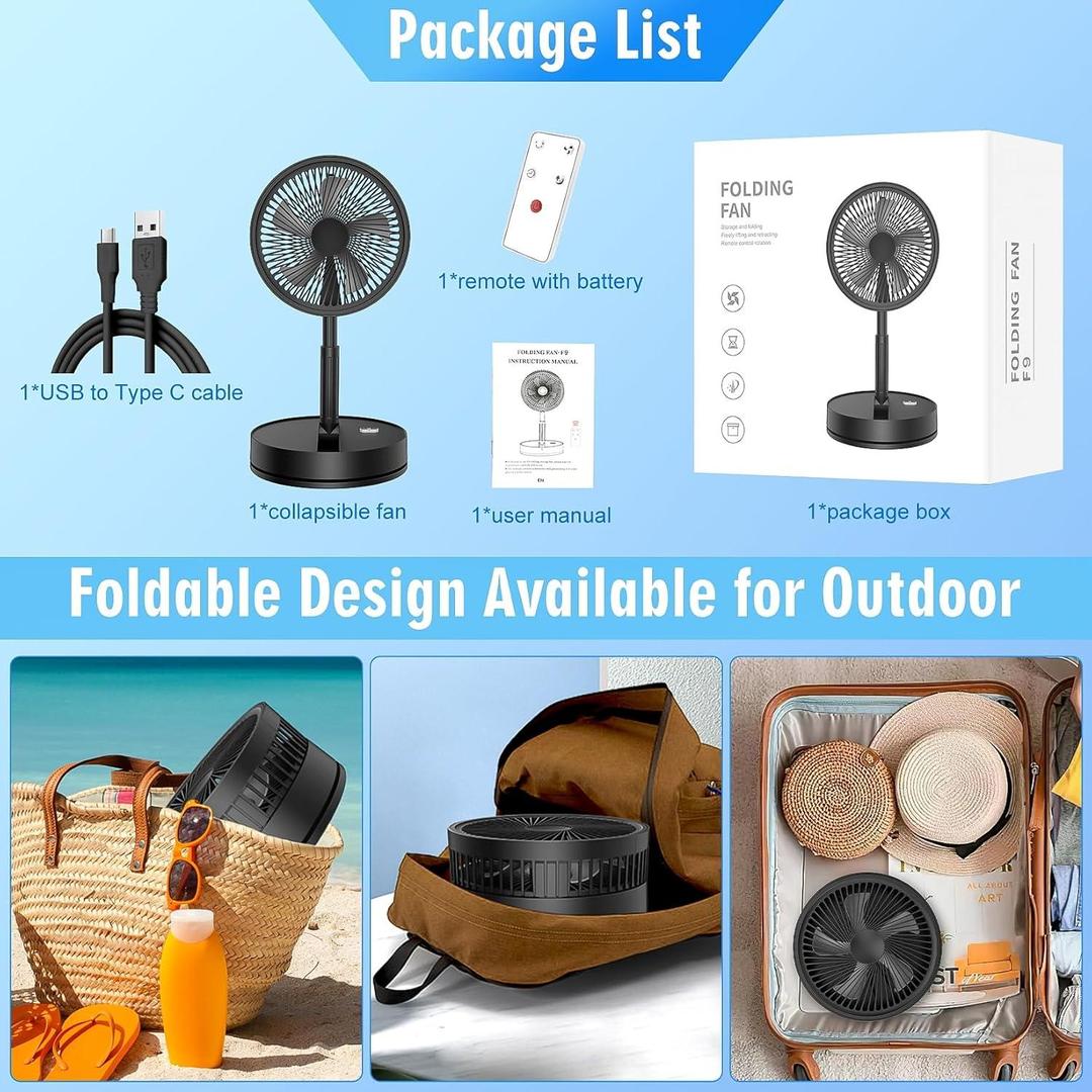 Portable Rechargeable Desk Fan 7200mAh USB Cooling Fan for Home Office Bedroom Travel