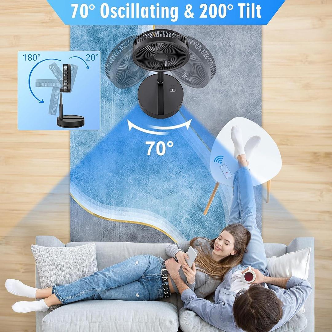 Portable Rechargeable Desk Fan 7200mAh USB Cooling Fan for Home Office Bedroom Travel